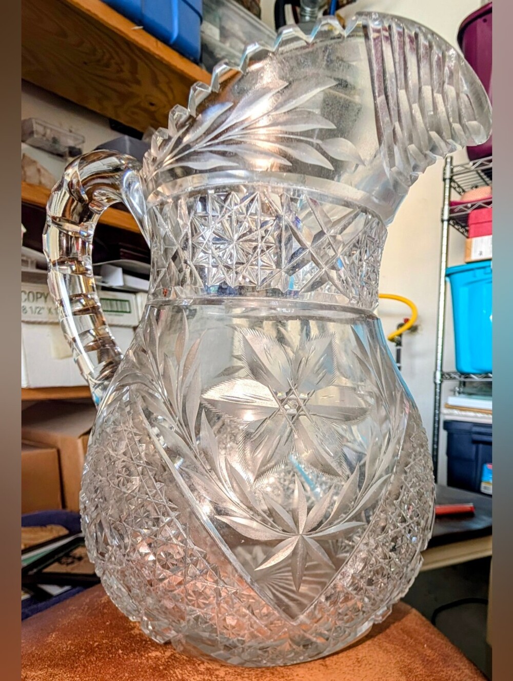 MINT Antique American Brilliant Period (ABP) Cut Glass Water Pitcher - No Chips